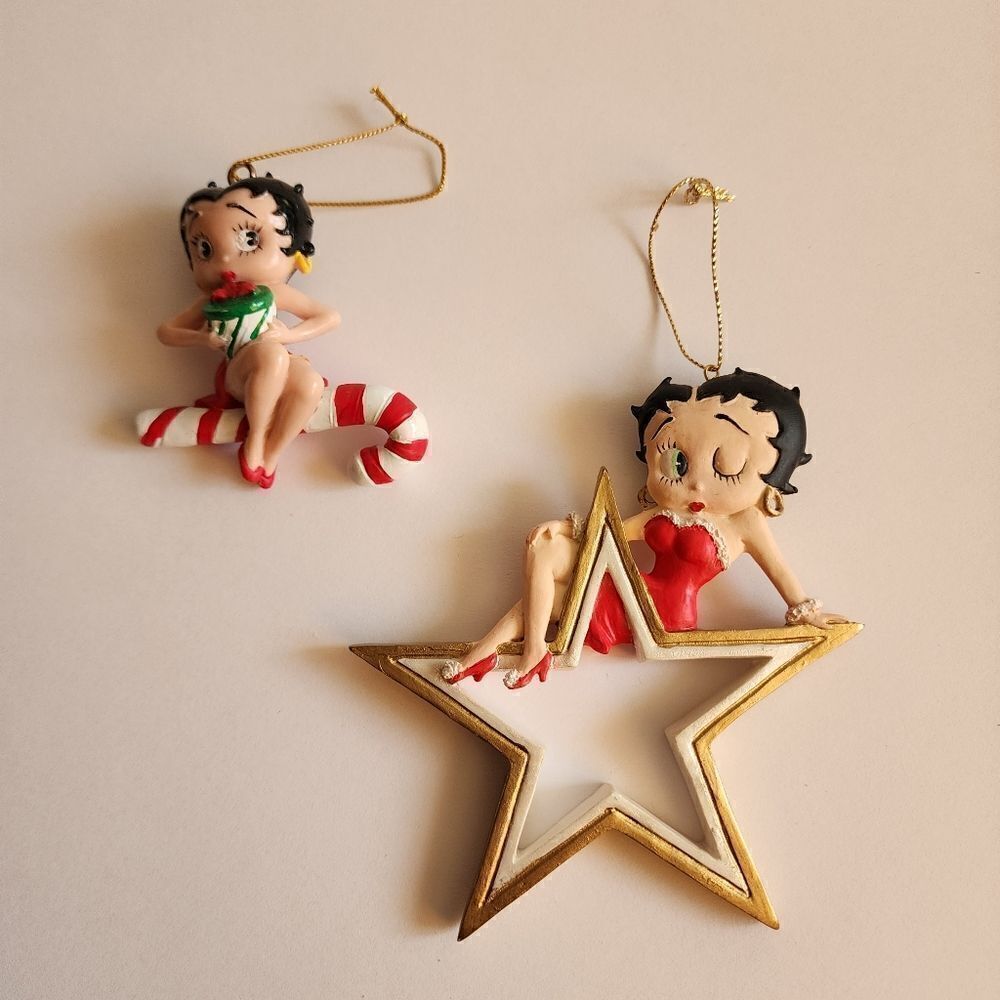 Set of Two Betty Boop Christmas Ornaments